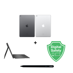 [MK2K3AB/A] iPad 9th Gen + Logitech Rugged Keyboard + Skriva Stylus + Digital Safety Package